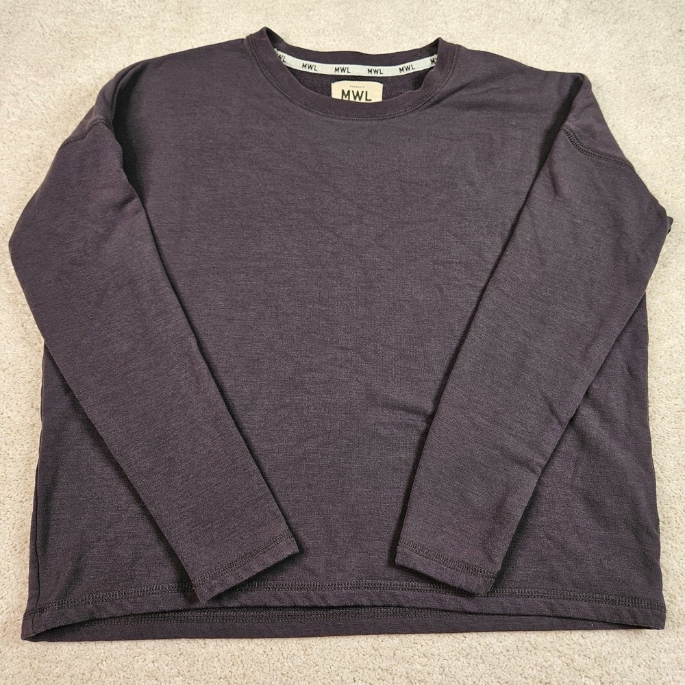 Madewell MWL Top Women XXS Charcoal Gray LS Crewneck Athleisure Minimalist Boxy